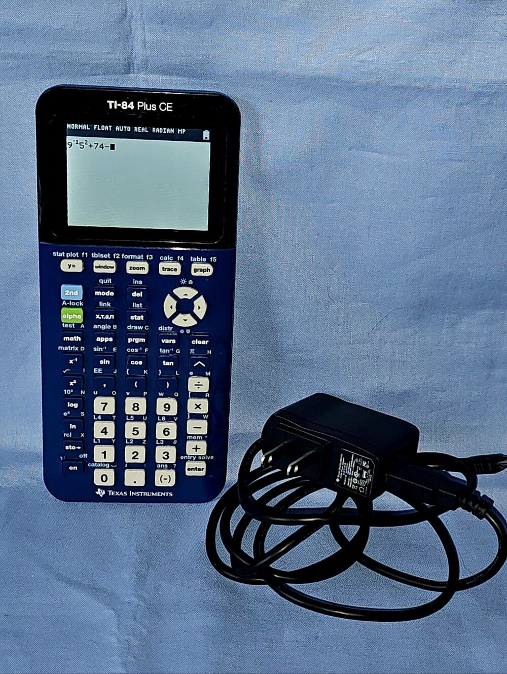 Texas Instruments TI-84 Plus CE Graphing Calculator & Charger TESTED Bionic Blue